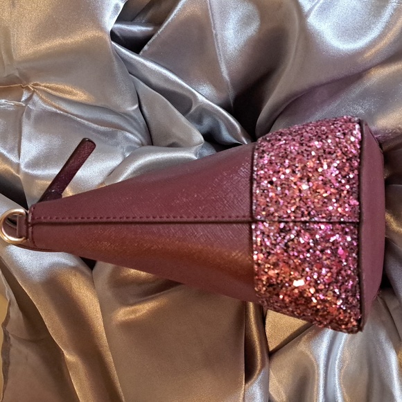 🎁 NEW Kate Spade Glitter Burgundy Satchel and Crossbody New Condition - Picture 5 of 9